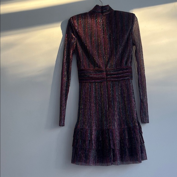 Rebecca Vallance Metallic Multicolor Striped Ruffle Dress! - Picture 6 of 8